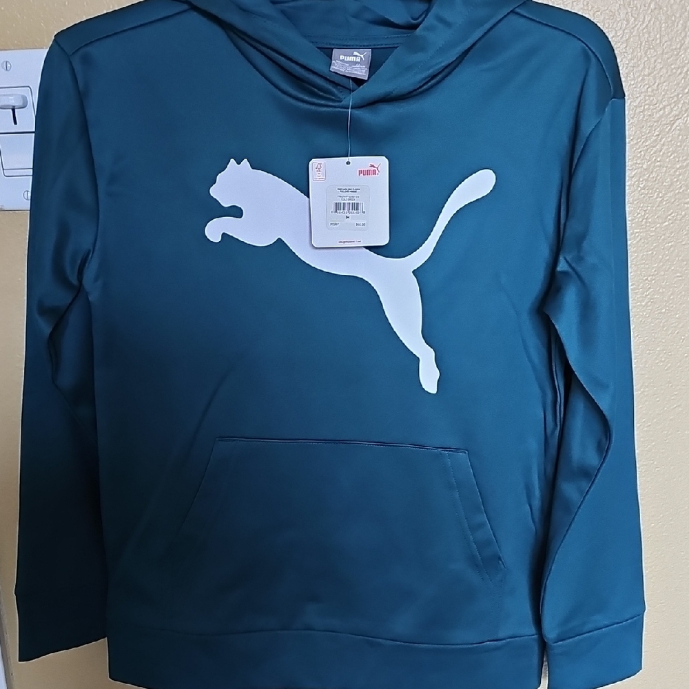 Puma Blue and White Cat Hoodie Clothing & Accessories